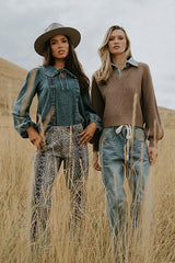 Monique Pleated Blouse in Indigo FINAL SALE