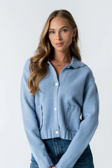 Tacie Knit Cardigan in Dusty Blue