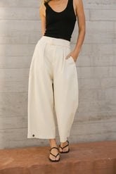 Elke Button Slacks in Natural FINAL SALE