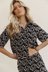 Perrie Floral Button Up in Black FINAL SALE
