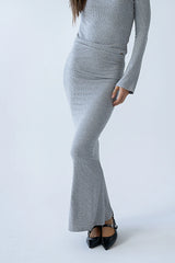 Bonnie Polka Dot Maxi Skirt in Grey