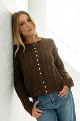 Katira Button Up Sweater in Brown