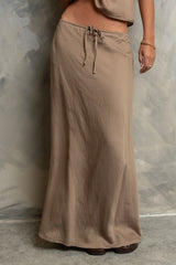 Polliana Textured Stripe Skirt in Mocha
