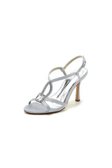 Rhinestone Satin Open Toe High Heels