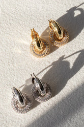 LUV AJ Pave Interlock Hoops