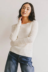 Gemma Sheer Ribbed Top in White FINAL SALE