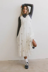 Ari Embroidered Floral Midi Dress FINAL SALE