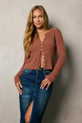 Hellen Knit Cardigan in Berry FINAL SALE