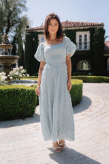 Beckie Smocked Maxi Dress in Blue