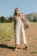 Isaura Tie Overalls in Oatmeal FINAL SALE