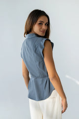 Pablo Button Up in Slate Blue