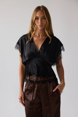 Chelsea Satin Blouse in Black FINAL SALE