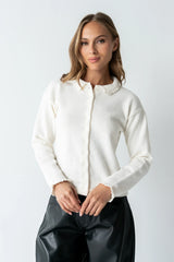Trixie Ruffled Cardigan in Ivory