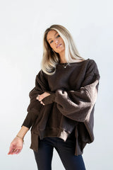 Moxie Oversized Sherpa Sweater in Brown FINAL SALE