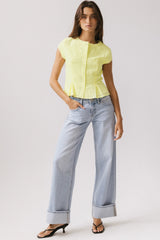 Rumi Button Front Blouse in Yellow FINAL SALE
