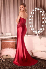 JACLYN GOWN BEADED BODICE STRAPLESS DRESS