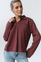 Kateri Striped Top in Burgundy