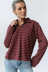 Kateri Striped Top in Burgundy