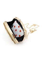 Gold Closure Beaded Clutch Bag