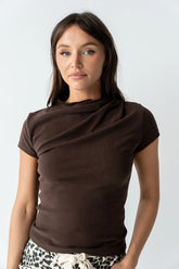 Marilyn Gathered Top in Brown