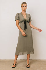 Selah Lace Trim Midi Dress in Sage FINAL SALE