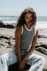 Lilah Reverse Seam Tank in Indigo