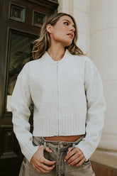 Kelly Knit Bomber Jacket in Grey FINAL SALE