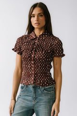 Kreyton Polka Dot Blouse in Dark Brown