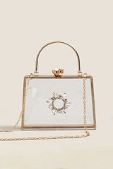 Womens Clear PVC Rhinestones Crossbody Evening Clutch Bags