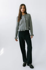 Rosie Ruffle Sweater in Heather Grey FINAL SALE