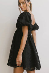 Elodie Floral Babydoll Dress in Black FINAL SALE