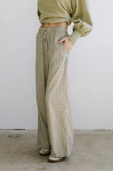 Ada Gingham Wide Leg Pants in Olive FINAL SALE