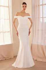Tinsley Gown Stretch Off The Shoulder Dress Off White