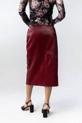Walter Vegan Leather Midi Skirt in Wine