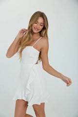 Audra Tie Back Ruffle Wrap Mini Dress