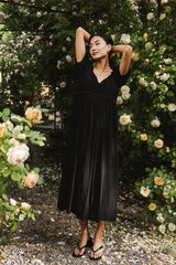 Nina Crocheted Midi Dress in Black FINAL SALE