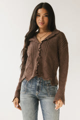 Mary Crochet Cardigan in Brown FINAL SALE