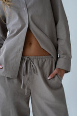 Hailey Striped Baggy Pants in Beige