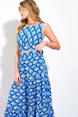 SUMMER JOURNEY BLUE TOP SKIRT SET