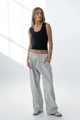 Becky Striped Wide Leg Jeans in White
