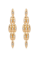 Oval Dome Baguette Dangle Earrings