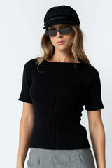 Waylen Ribbed Sweater in Black
