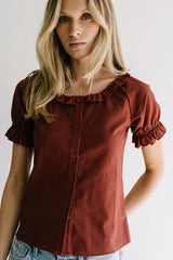 Connie Ruffle Blouse in Rust FINAL SALE