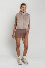 Ginny Fur Vest in Taupe