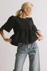 Alessia Peplum Top in Black