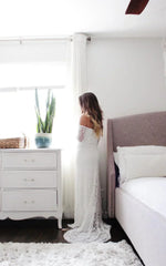 Strapless Long Sleeve A Line Maternity Lace Wedding Dress with Train