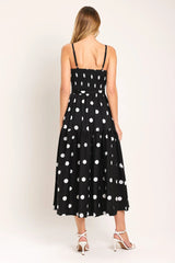 MONROE DOT BLACK WHITE MIDI DRESS