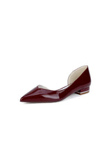 Burgundy Pointed Toe Flats with a Sleek Finish