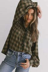 Rue Plaid Button Up in Hunter Green FINAL SALE