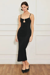 WEST EDGE BLACK SWEATER KNIT MIDI DRESS